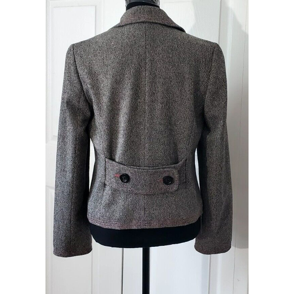 Gap Womens Gray Tweed Wool Blend Blazer Pink Accent Stitched Jacket Sz M EUC - Picture 4 of 10